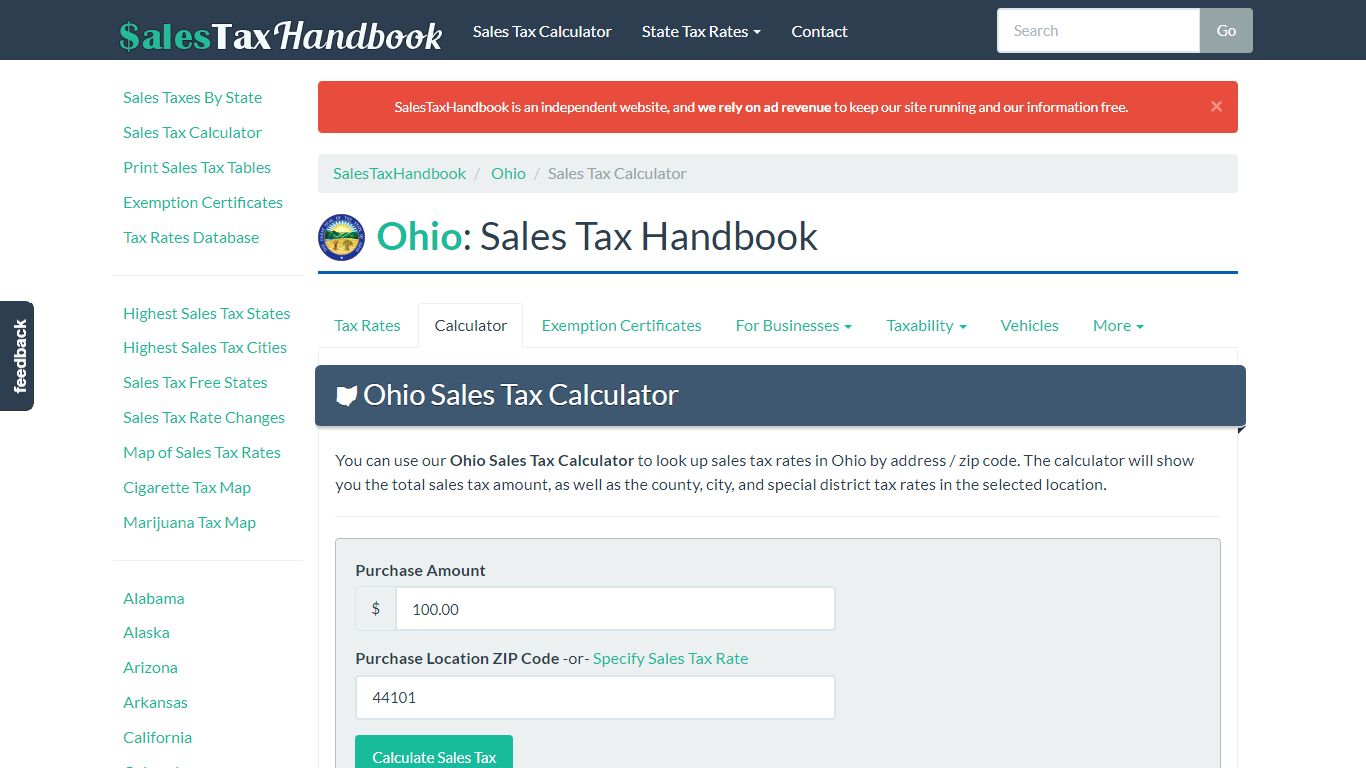 Ohio Sales Tax Calculator - SalesTaxHandbook