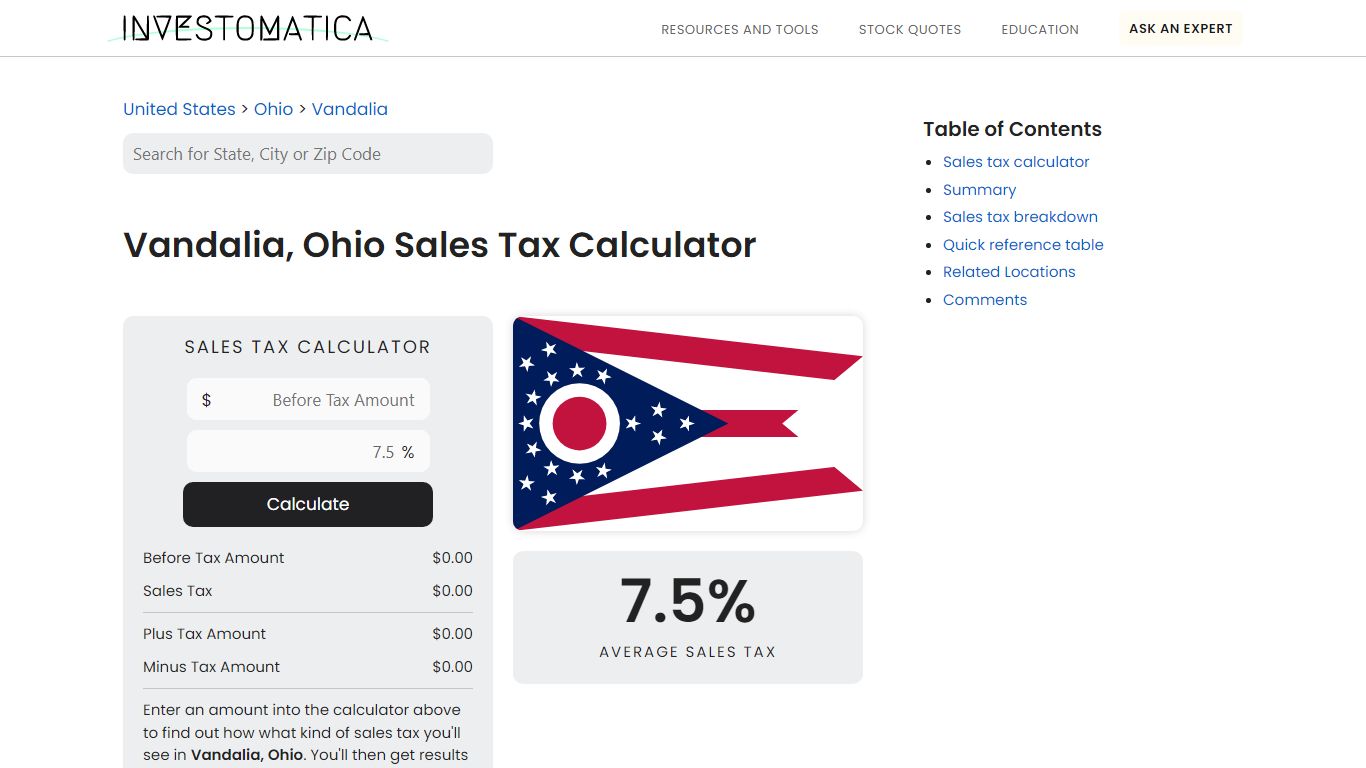 Vandalia, Ohio Sales Tax Calculator (2022) - Investomatica